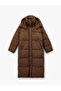 Long Sleeve Pocket Hooded Zipper Oversized Water Repellent Long Puffer Coat - 3