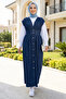 Women's V-Neck Buttoned Dark Denim Blue Gilet - 2