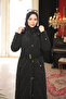 Black Plus Size Quilted Coat with Snap Buttons - 3