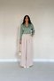 Women's Mint Green Long Sleeve Satin Shirt 18A-6777 - 3