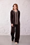 Brown-Beige Modal Fabric Tracksuit Set with Gold Zipper Detail - 3