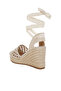 Women Woven Lace-Up Espadrille Wedges in Beige - 3