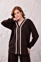 Brown-Beige Modal Fabric Tracksuit Set with Gold Zipper Detail - 2