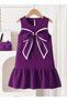 Girls' Ribbon Detailed Ruffled Sleeveless Dress - 2