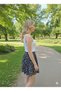 Black High Waist Elastic Waist Mid-Length Skirt Helen Fabric Floral Skirt with Shorts Mdmhelenorta02Etek - 4