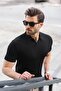 Black Polo Neck Knitwear Men's T-Shirt E7461 - 4