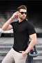 Black Polo Neck Knitwear Men's T-Shirt E7461 - 2
