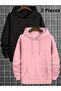 Advantageous Pack of 2 Basic Hooded Kangaroo Pocket Sweatshirt
