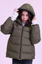 Girl's Khaki Water and Windproof K Hooded Puffer Jacket with Fleece Inside - 7