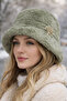 Soft Texture Tree of Life Brooch Detail Plush Fedora Fisherman Hat