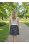 Black High Waist Elastic Waist Mid-Length Skirt Helen Fabric Floral Skirt with Shorts Mdmhelenorta02Etek - 3