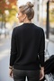 Black-Purple Ballerina Collar Long Sleeve Patterned Slim Casual Knitwear Sweater 65 60 - 5