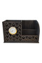 Wooden Clock Pen Holder – 3 Compartment Desktop Organizer |   Phone Holder + Card Holder - 3