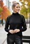 Black Turtleneck Long Sleeve Slim Stone Casual Knitwear Sweater 65 60 - 5