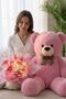 Pink and White Butterfly Bouquet with Led Lights – 25 Butterflies & 90 cm Large Plush Bear |   Oze for Valentine's Day - 2