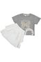 Grey Butterfly Girls Skirt & Top Set