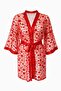 Gob Signature Red Patterned Tulle Kimono – Plus Size, Stylish and Lightweight Design