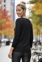 Black V-Neck Long Sleeve Slim Casual Openwork Knitwear Sweater 65 60 - 7