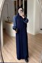 Self-Patterned Half Fisherman Mercerized Dress - Navy Blue