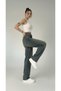 Damis Green Wash Buckle Detail Loose Fit Wide Leg Comfortable Baggy Jean Denim Casual Women's Trousers - 3