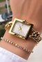 Women's Wristwatch Steel Chain Cord Gold Color Gift Bracelet Hms84Kc4 - 3
