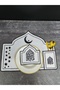 طقم عشاء مطرز بعبارة Ramadan Mubarak، مكوّن من 12 قطعة، مناسب لـ6 أشخاص، مع حامل ملاعق مدمج