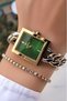 Women's Wristwatch Steel Chain Cord Gold Silver Green Color Gift Bracelet Hms84Kc1 - 2