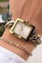 Women's Wristwatch Steel Chain Cord Gold Silver Color Gift Bracelet Hms84Kc2 - 2