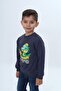 Boy's Relax Fit Crew Neck Sweatshirt with Snap Buttons on the Shoulders Printed - 3