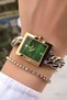 Women's Wristwatch Steel Chain Cord Gold Silver Green Color Gift Bracelet Hms84Kc1 - 3