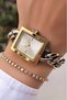 Women's Wristwatch Steel Chain Cord Gold Silver Color Gift Bracelet Hms84Kc2 - 3