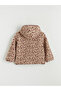 Pink Cap Hooded O Leopard Printed Girls' Plush Coat by Güli̇s Gi̇yi̇m - 5