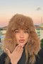 Luxury Women's Camel Long Fur Faux Fur Plush Furry Pilot Hat - 4