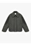 Zippered Long Sleeve Pocketed Classic Collar Jacket - 3
