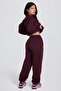 Brushed Cotton Jersey Mid-Rise Relaxed Joggers in Burgundy - 2