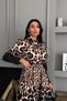 Women Black Leopard Print Atlas Fabric Buttoned Imported Dress Nbms2597 - 4