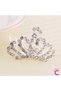 Minimum 1 Year Old Baby Girl Birthday Crown with Crystal Stones - Party Wedding Engagement Princess Hair Bun Clip - 3
