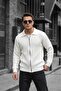 Mams Men's Slim Fit Zip Polo Neck Ribbed Knit Cardigan - 2