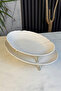 طبق تقديم بورسلين بيضاوي الشكل مع أرجل معدنية لتقديم المقبلات والوجبات الخفيفة، فضي اللون - 4