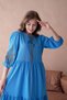 Women's Crew Neck Lined Embroidery Detail Flounce Woven Dress 23101 - 3