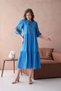 Women's Crew Neck Lined Embroidery Detail Flounce Woven Dress 23101 - 4