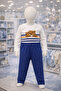 Baby Boy 3-Piece Hooded Set Striped Teddy Bear Embossed Seasonal Cute Set - 3