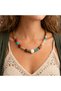 Mother Earth Natural Stone Ethnic Women's Necklace – Bohemian Necklace with Brass Detail, 50 cm Extension Chain