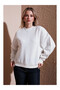 Oversized Crew Neck Ecru Women's Sweatshirt 25K0141K1 - 2