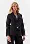 Tan Stitched Blazer Jacket Black - 3