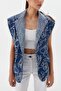 Oversized Sequin Embroidered Vest Indigo - 4
