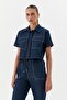 Short Sleeve Shirt Set Indigo / White Stitching - 4