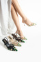 Daisy Floral Embroidered Tulle Textured 7cm Band White Heeled Shoes - 5