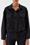 Denim Coat with Sprinkled Stones Black - 2