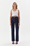 White Stitched Slim Pants Indigo - 4